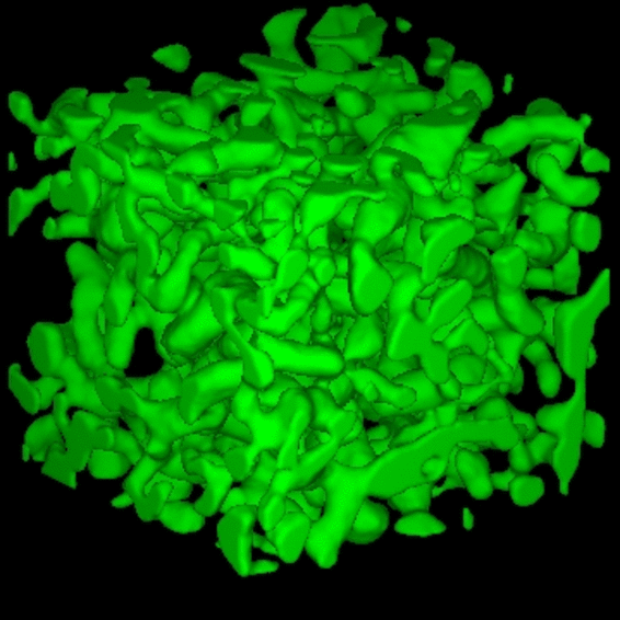 Abb. 2: Verformung einer Schneeprobe. Simulation und Visualisierung: Thiemo Theile, SLF