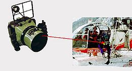 Abb. 2: Linhof-Mittelformatkamera, welche von einem Helikopter aus bedient wird. 
