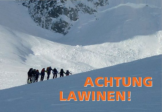 Photo of the flyer: A group is out and about in the wintry terrain, with the title written above it in orange lettering.
