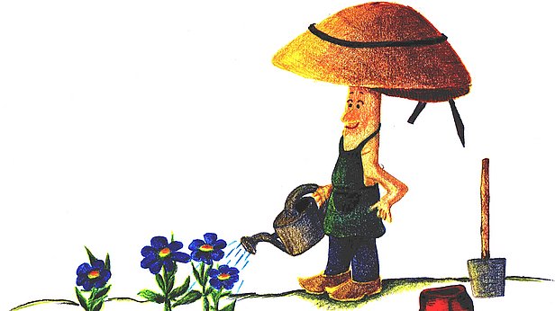 Pilz als Gärtner, der seine Wirtspflanzen mit Wasser versorgt.