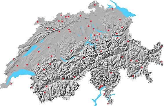 Carte des placettes expérimentales (Graphique: WSL)