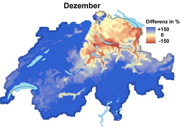 Abb. 1 und Abb. 2: Schneehöhen im Vergleich zum langjährigen Mittel im November (oben) und im Dezember 2008 (unten).
