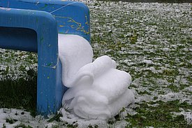 Bei langsamer Verformung verhält sich Schnee wie eine zähe Flüssigkeit.