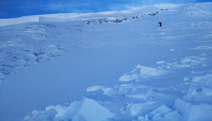 Teil grosse Lawinenanrisse waren im Gebiet zwischen Nufenenpass (VS/TI) und Pizzo San Giacomo (TI) sichtbar. Diese hatten sich in der letzten Novemberdekade gelöst (Foto: M. De Zaiacomo, 01.12.2016)
